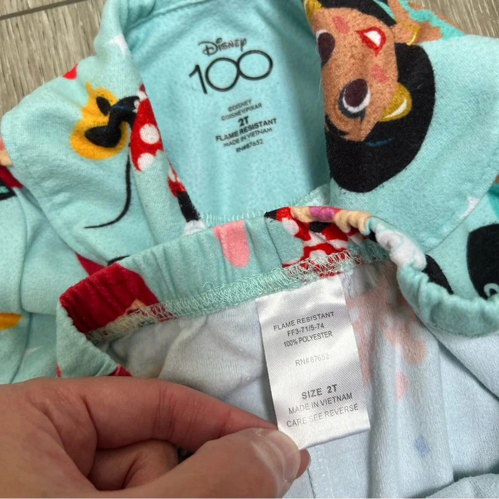 DISNEY 100 2PC LONG SLEEVE BUTTON UP AND PANTS PAJAMA SET BLUE 2T